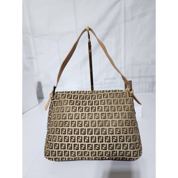 Authentic Fendi Zucchino Canvas Mamma Forever Shoulder Bag Brown/Beige - Picture 4 of 13